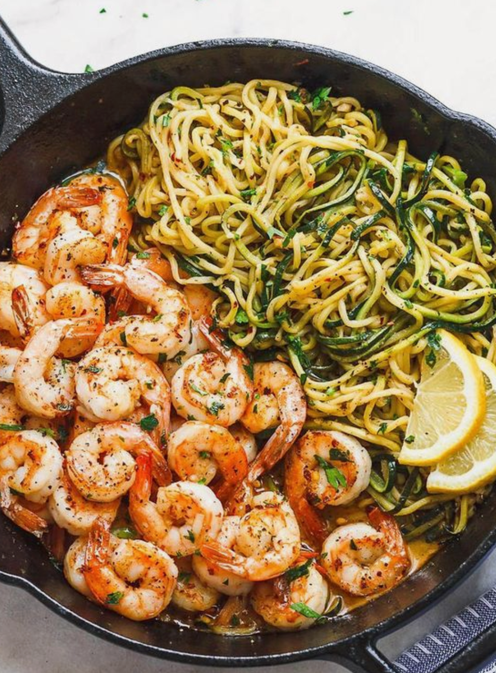 Lemon Garlic Butter Shrimp with Zucchini Noodles (10-Minute )
