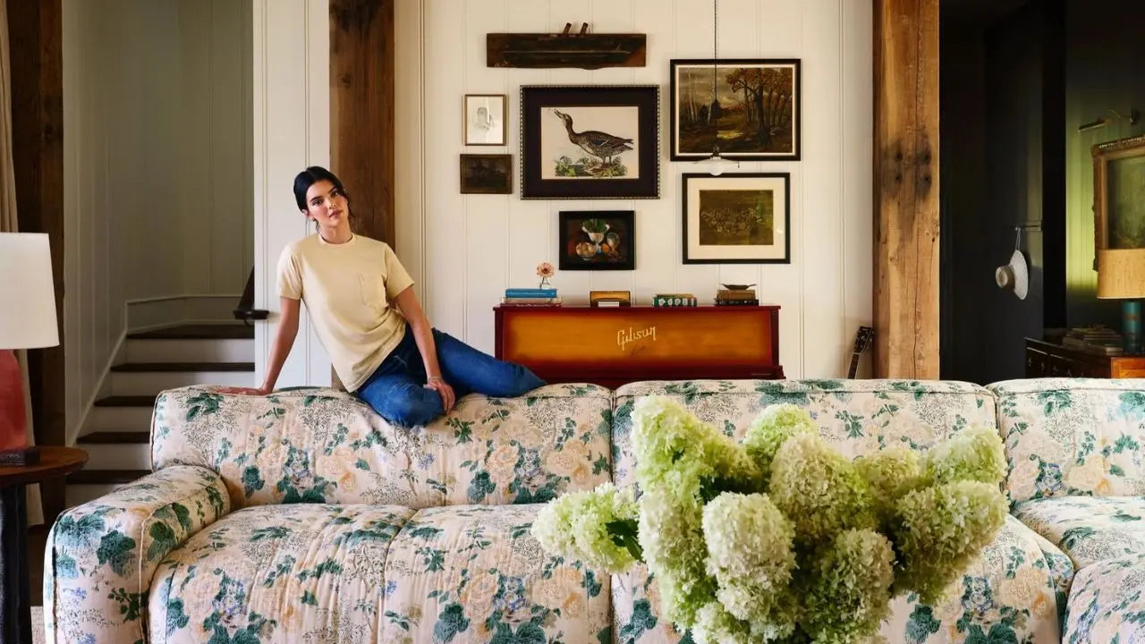 Cozy mountain home interior with warm textiles, patterned furnishings, and natural wood accents creating an inviting living space