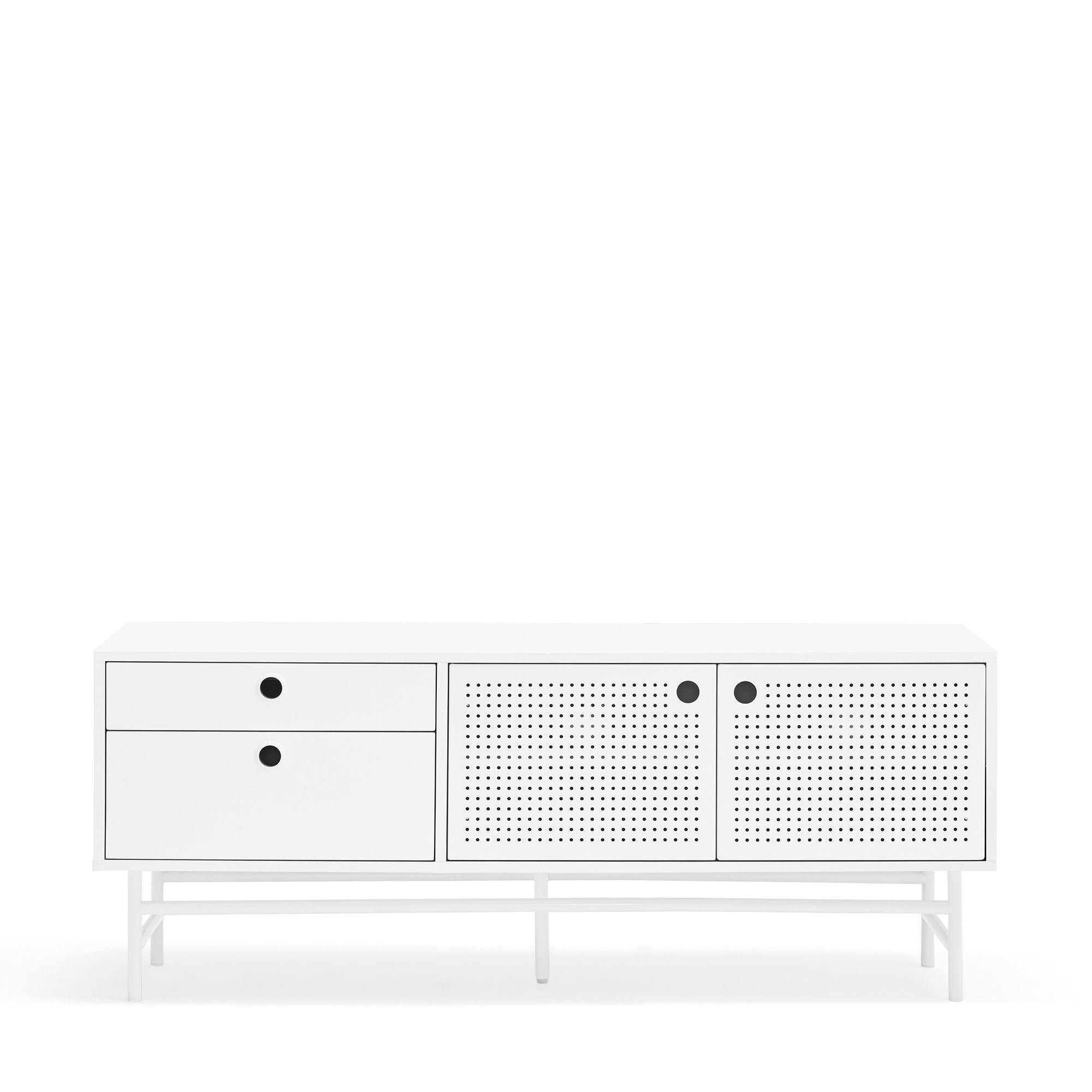 PUNTO TV-taso 140 cm, valkoinen, Teulat
