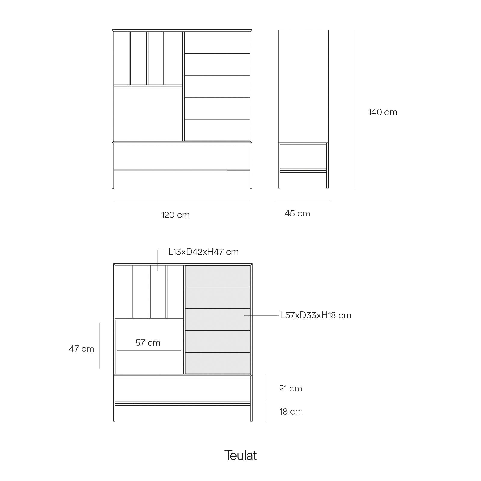 Occasional-kaappi Platt 2D4H5Dr 120cm Sand