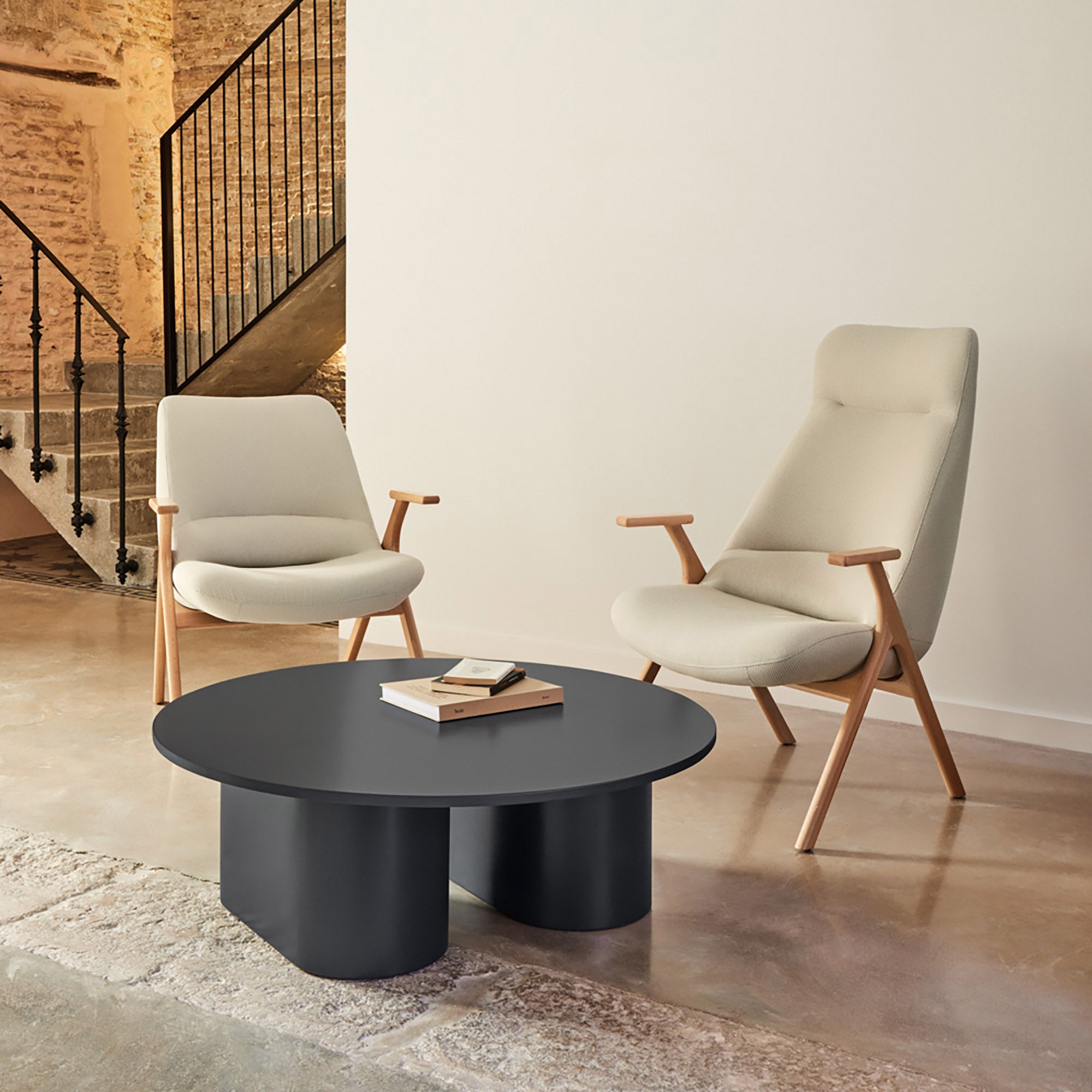 Round Coffee Table Totem 1100X1100 Anthracite Gray