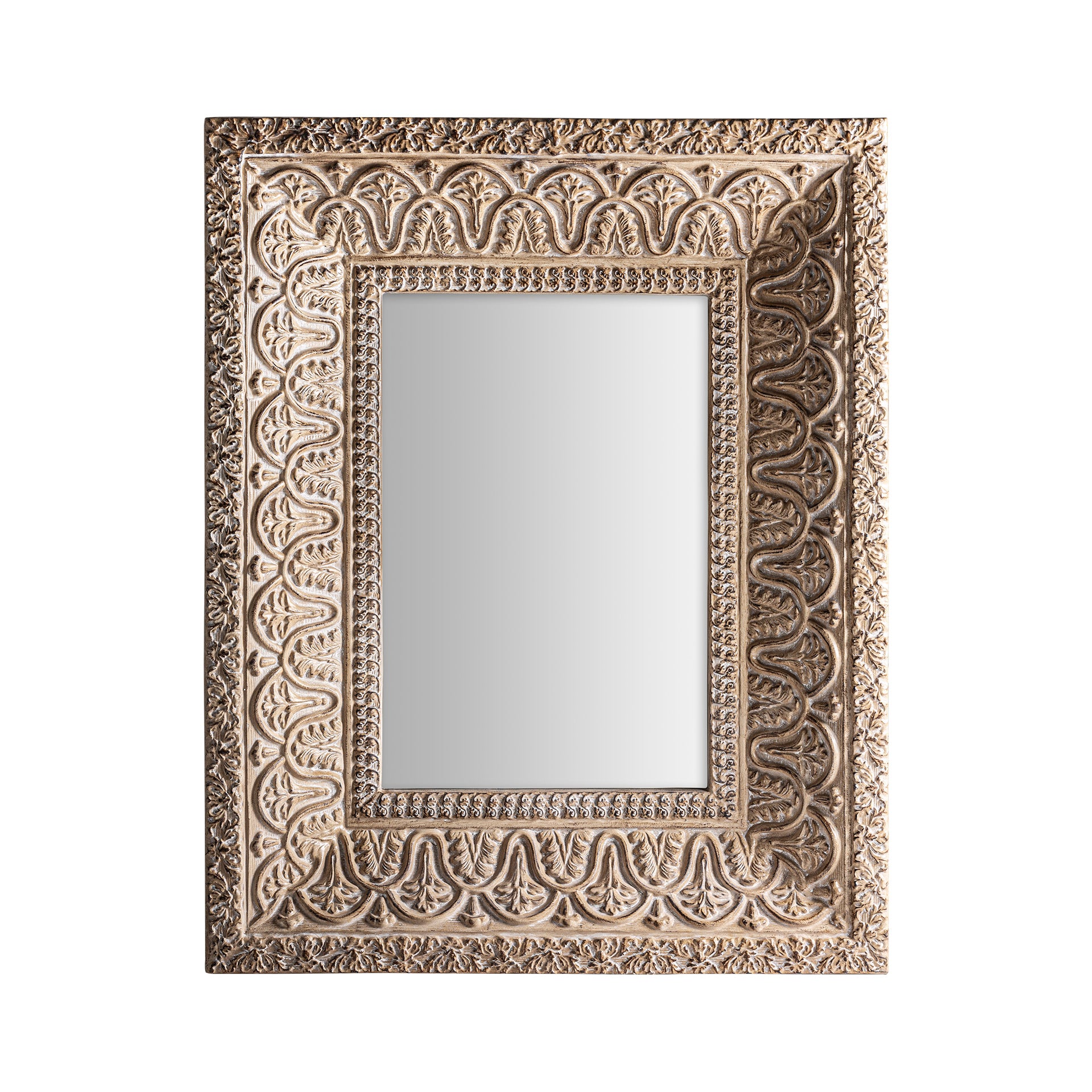 Barveire Oriental Mirror - Beige Resin with Distressed Finish