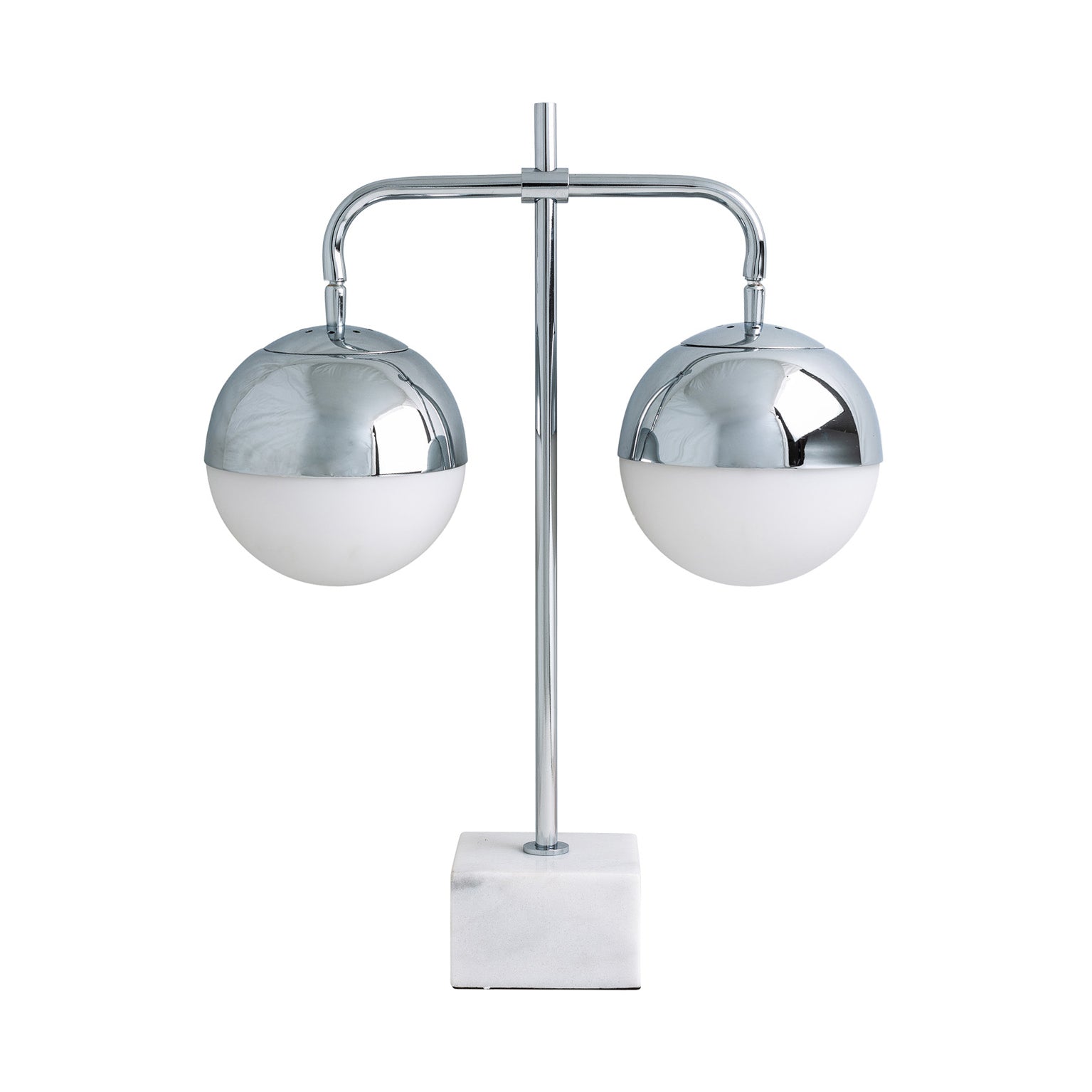 Valkoinen Art Deco -pöytävalaisin marmorilla ja lasilla