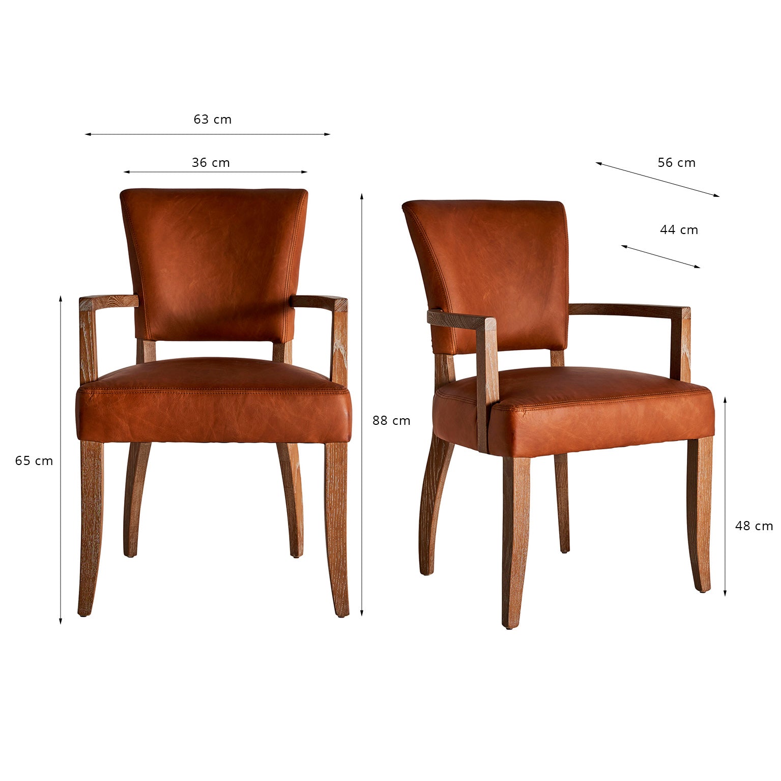 Tolla Vintage Leather Chair - Brown Leather & Birch Wood