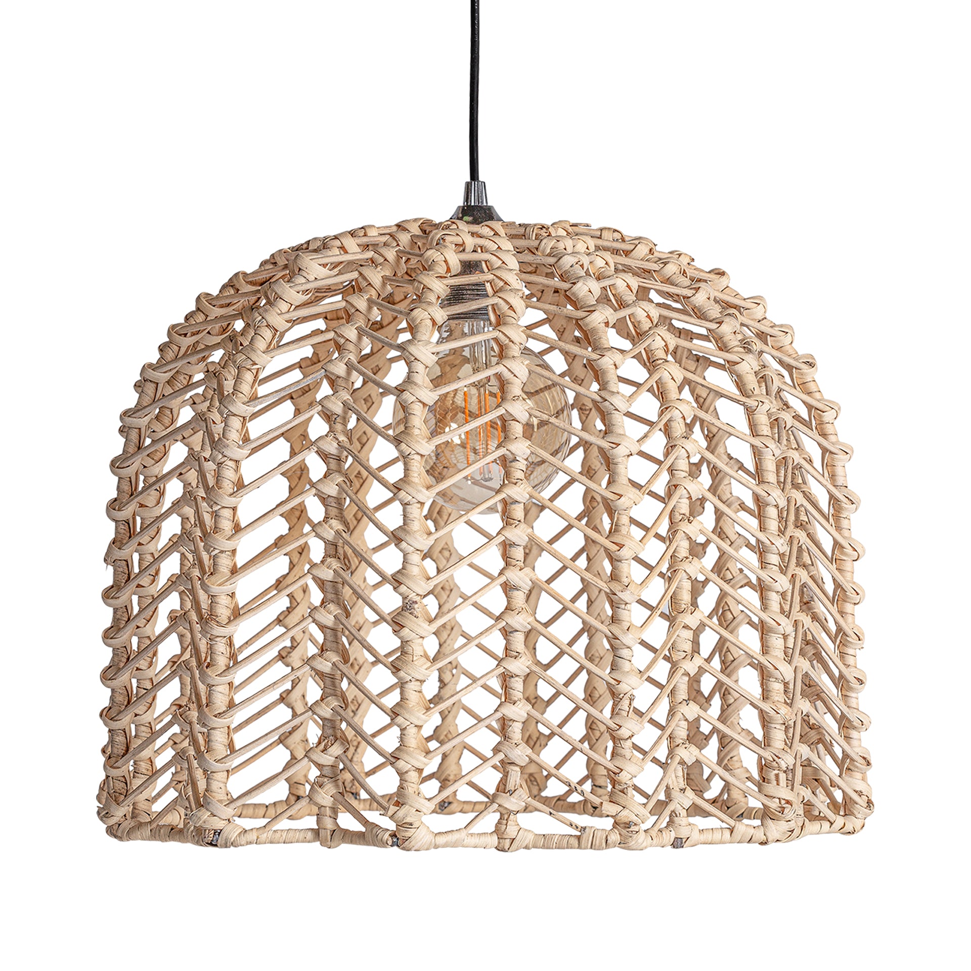 PLISSÉ RATTAN CEILING LAMP