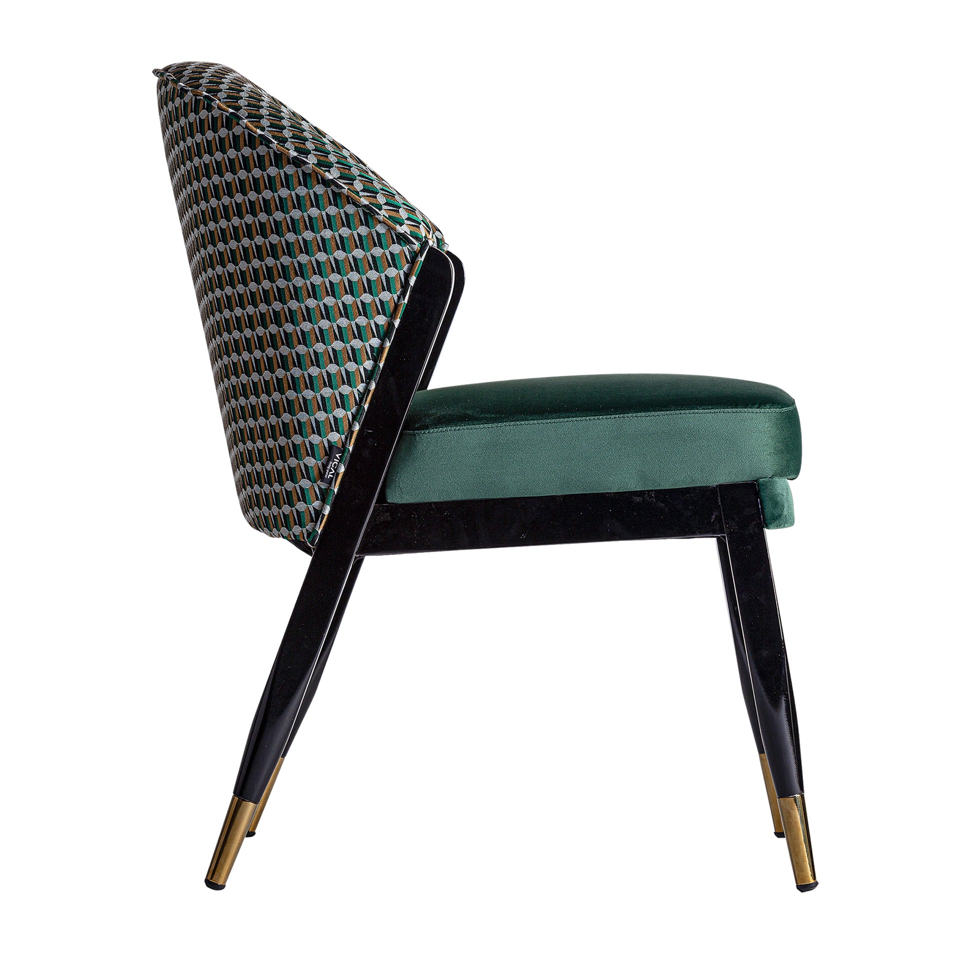 Kelheim Art Deco -samettinen tuoli vihreänä