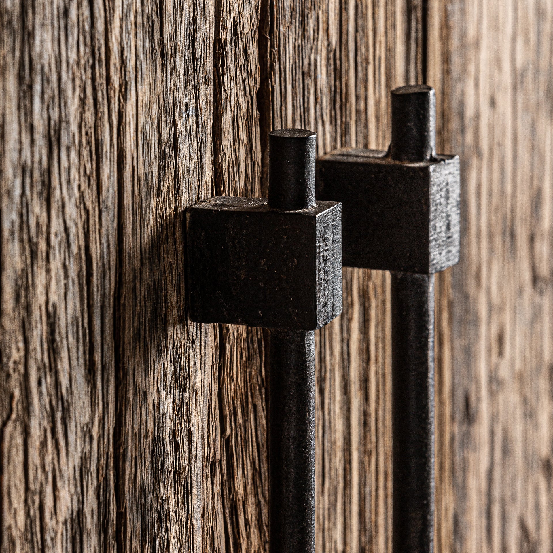 Carrik Reclaimed Wood Wardrobe - Colonial Style Brown Metal Accent