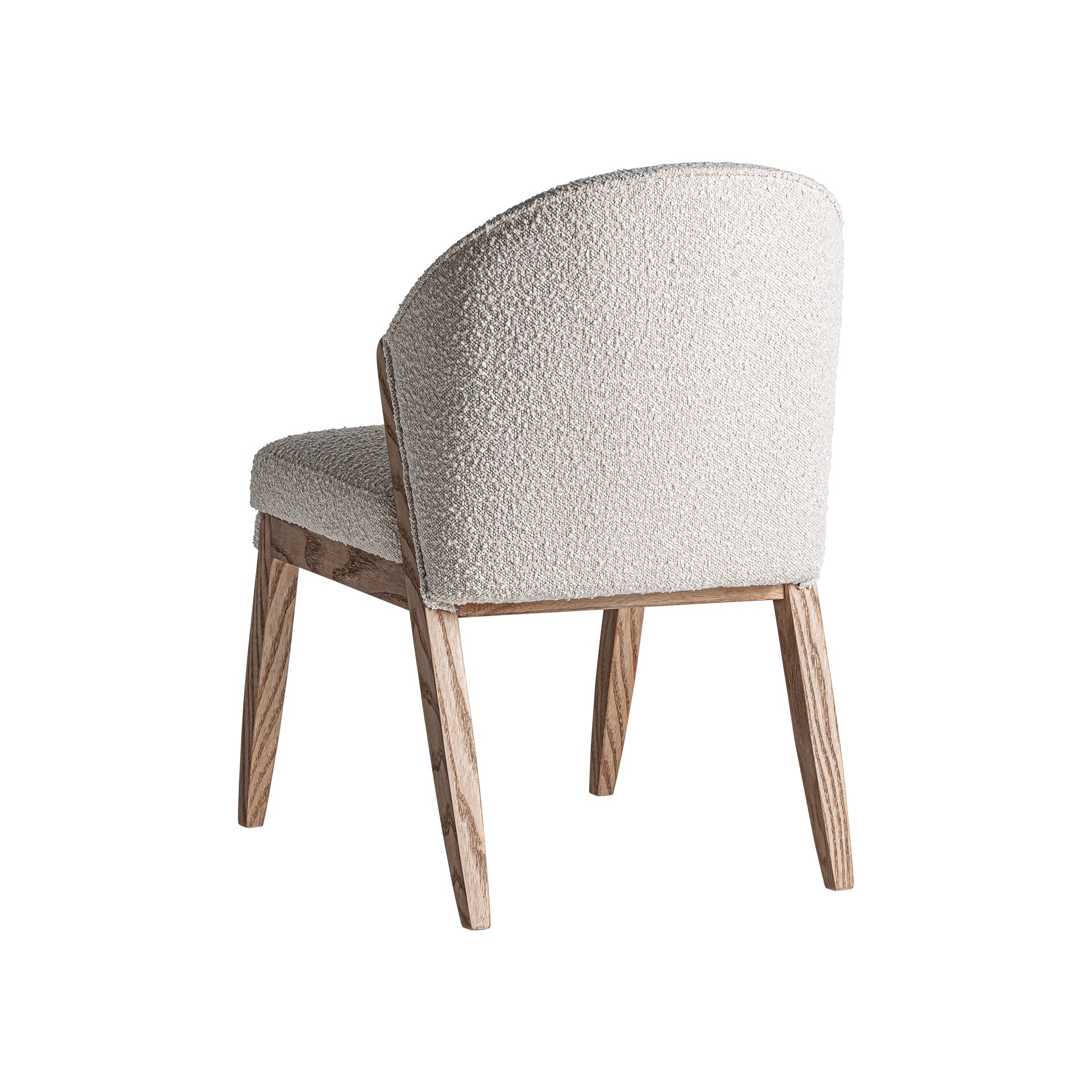 Prati Bouclé Lounge Chair - Contemporary Pine & White Cotton