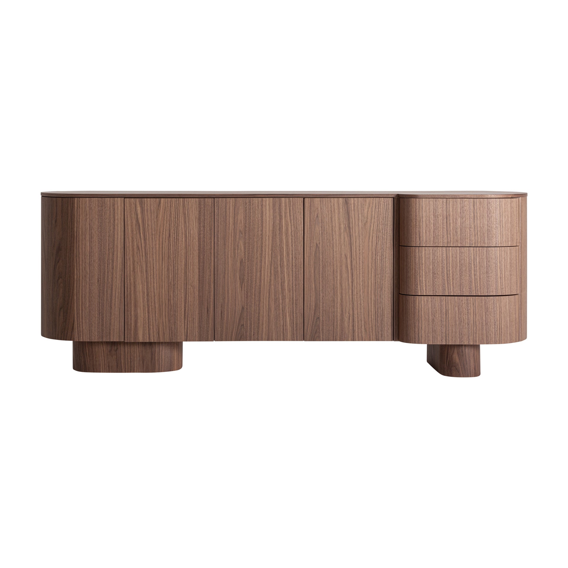 Kexby Sideboard - Contemporary Brown Walnut Veneer Storage Cabinet