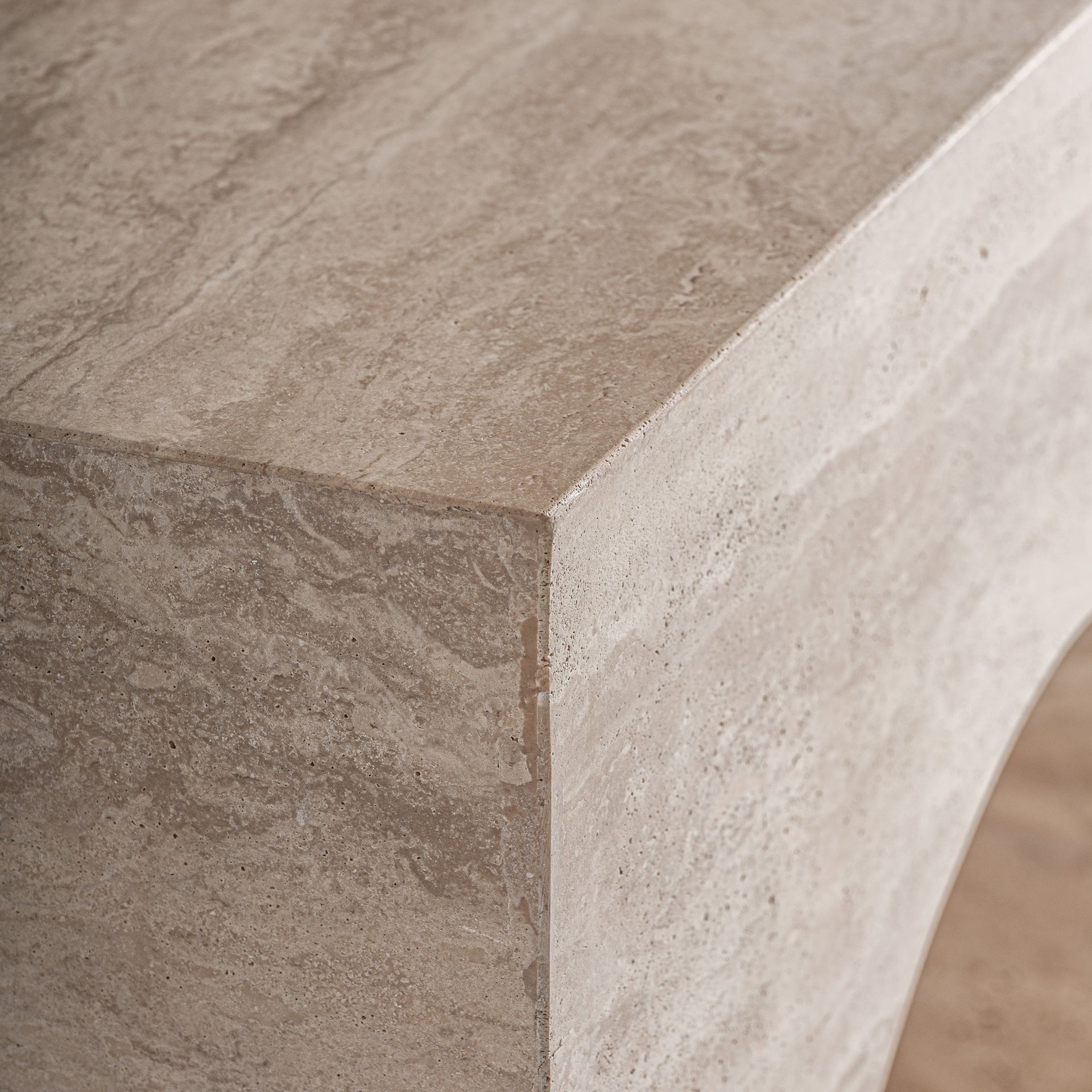 Thiennes Art Deco Console Table in Beige Travertine