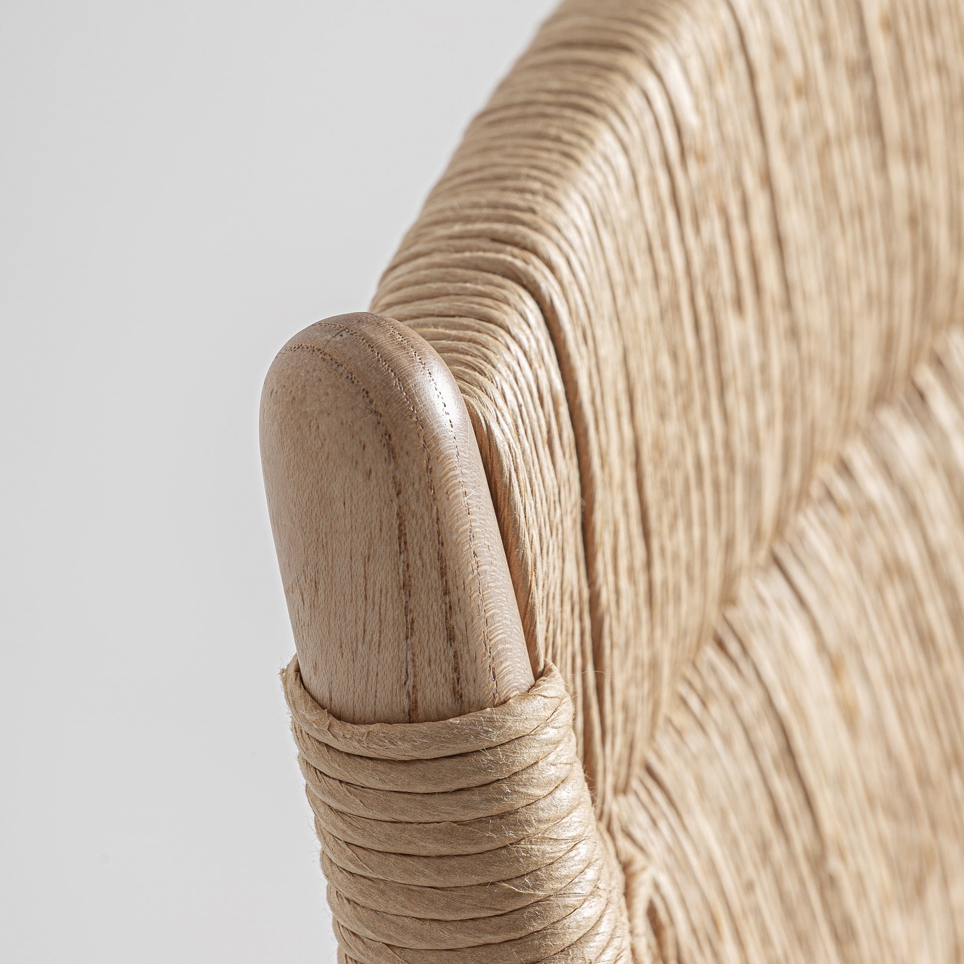 Alm Boho Chair in Light Brown Elm & Natural Fibre