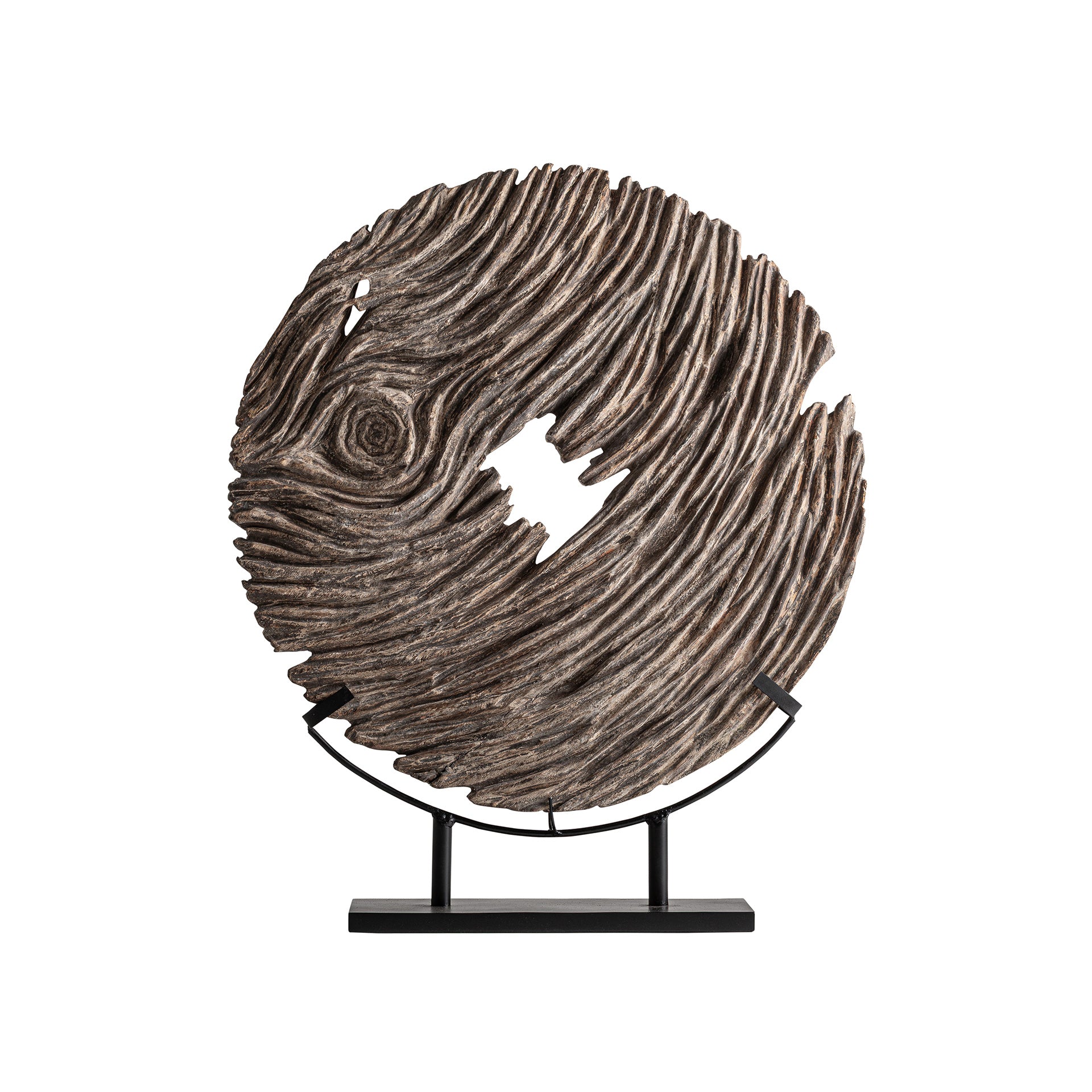 Ethnic Floor Sculpture in Suar Wood & Iron