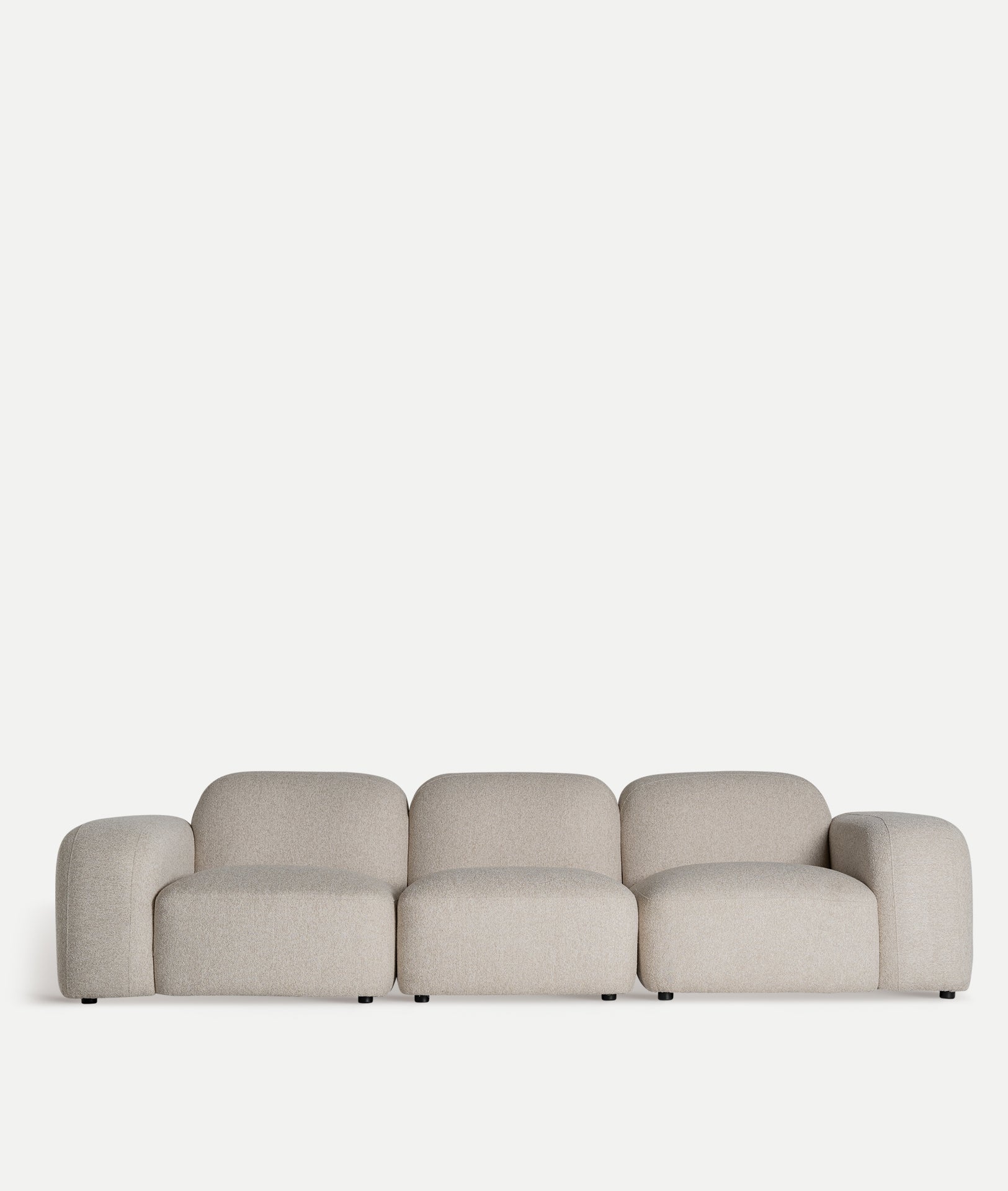 Ceyrat Corner Sofa Module – Speckled Cream Fabric & Natural Wood Base