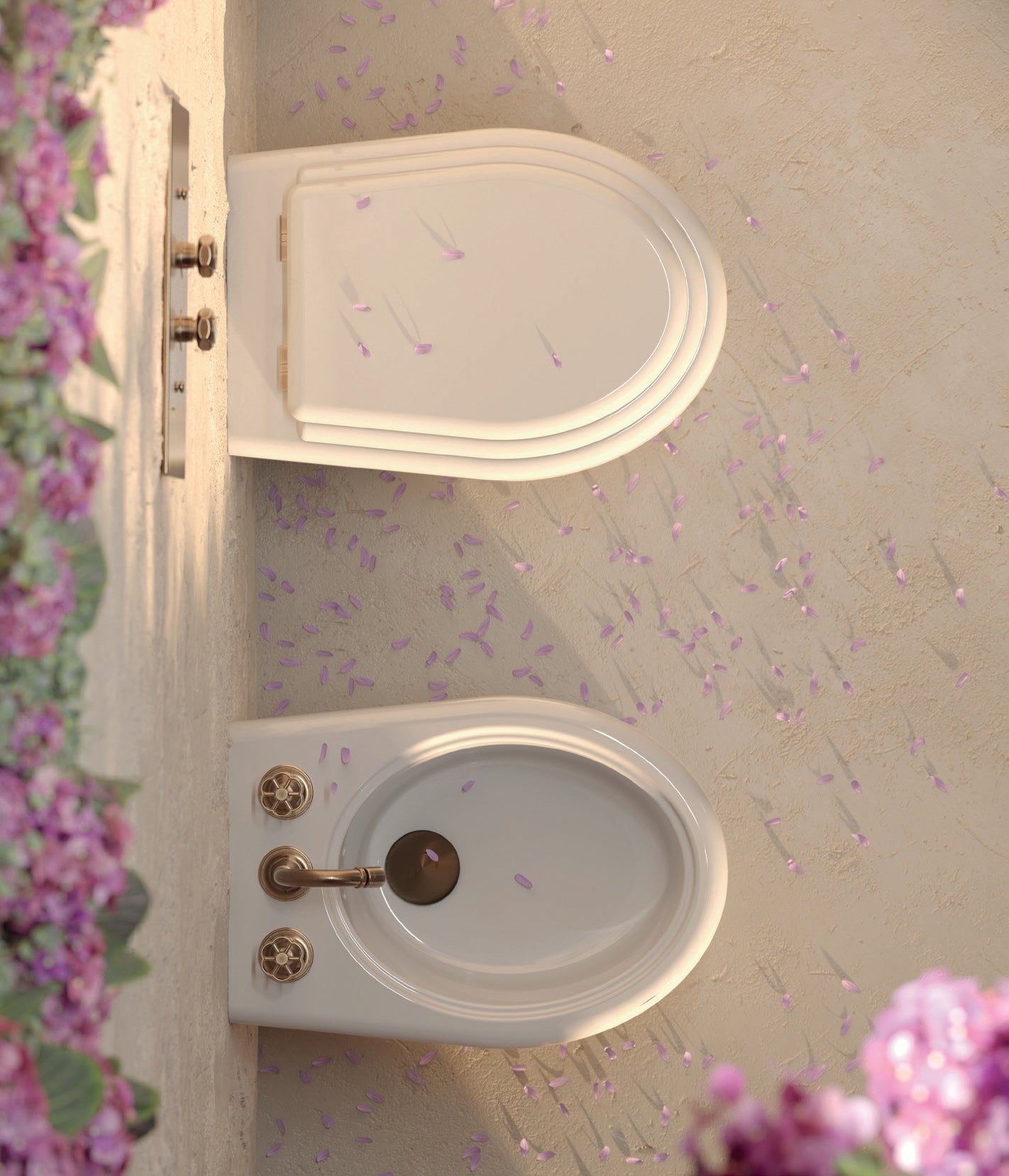 Romantica Valkoinen Keraaminen Lattia-WC - Moderni WC Kaksoisliitäntä