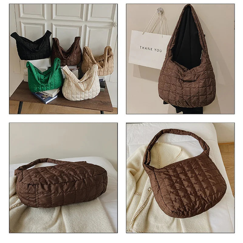 Designer Feather Down Winter Tote Bag