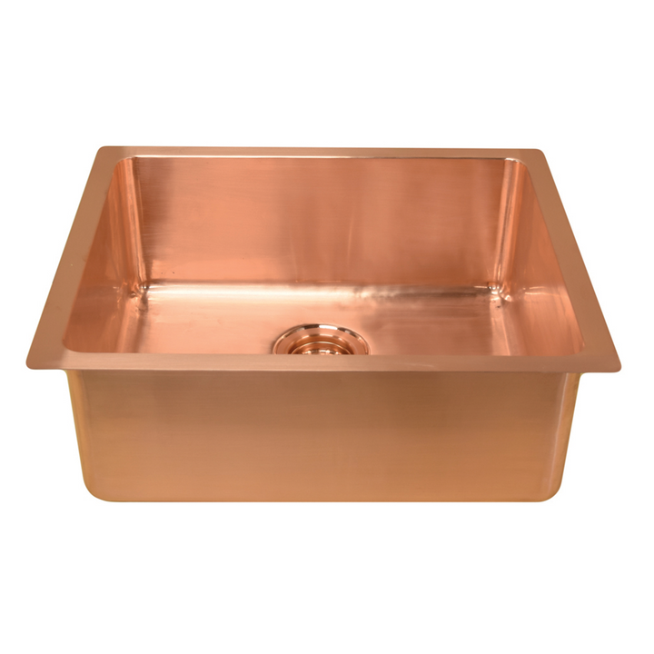 Single Copper Sink – 56 cm Inset or Undercounter Brushed Copper Kitchen Sink