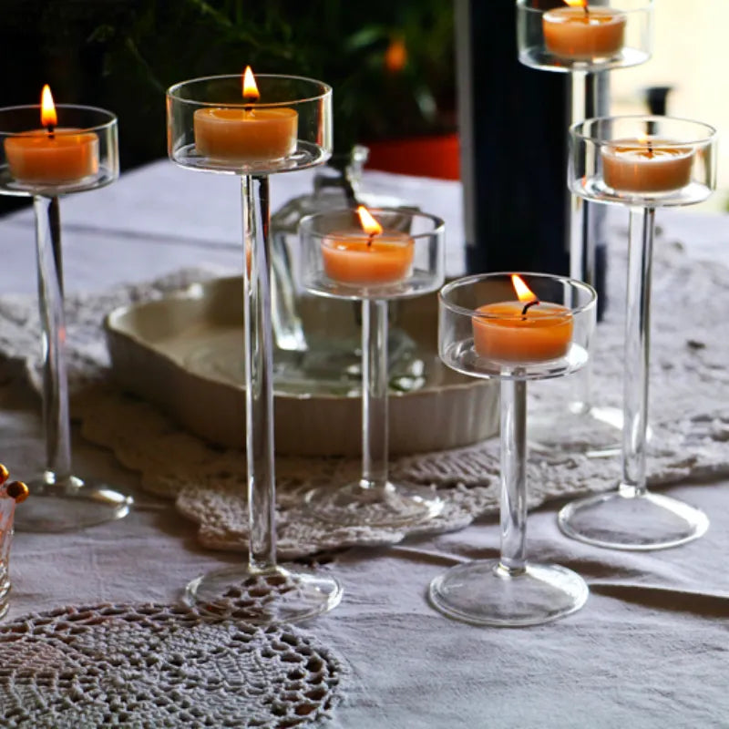 SkandiShop Glass Candle Holders Set