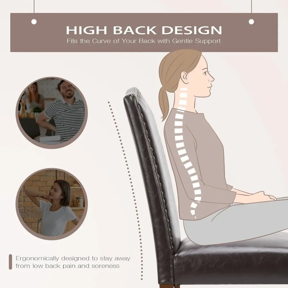 Verhoiltu ruokapöydän tuolien sarja, 6 kpl, moderni verhoiltu nahkainen ruokapöydän tuoli