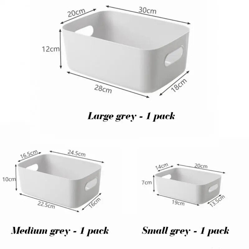 SkandiShop S/M/L muovinen säilytyslaatikko keittiötarvikkeiden säilytyskorit kahvalla