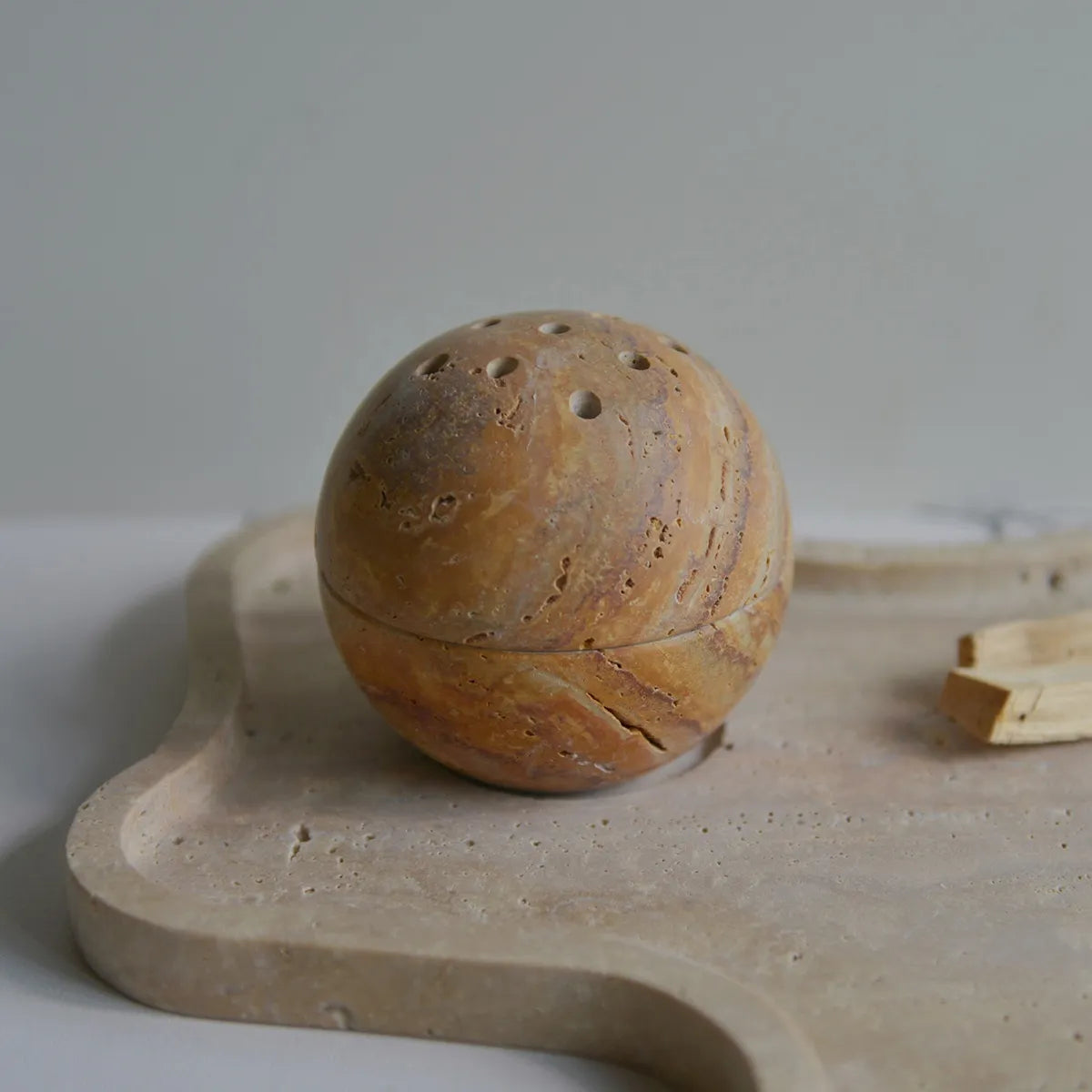 SkandiShop D10.5CM beige keltainen travertiini suitsukepidike kotihotelli pöytämarmorinen suitsukepoltin