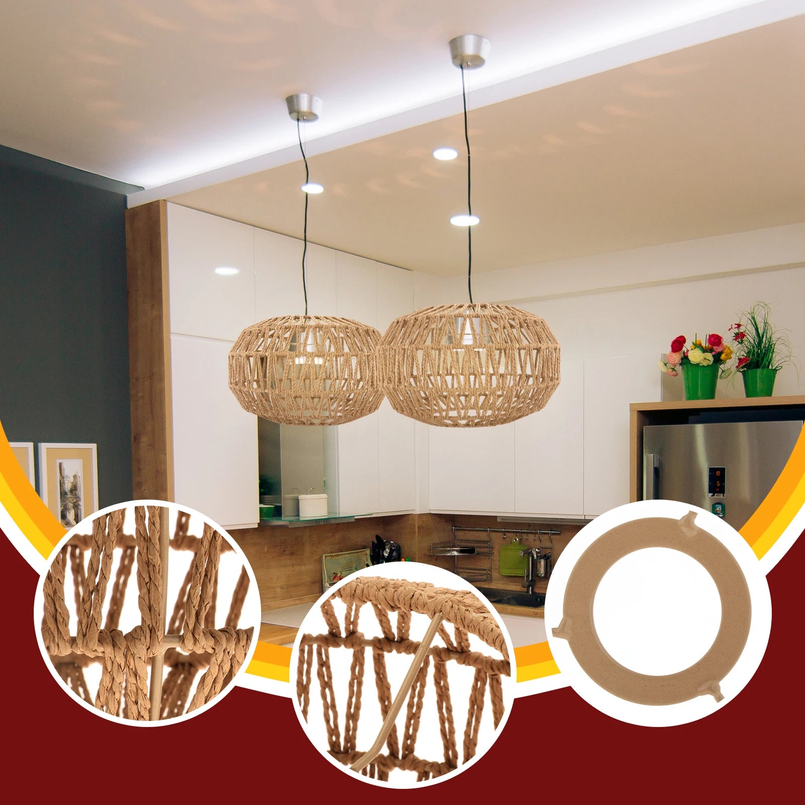 Boho-kudottu riippuvalaisimen varjostin