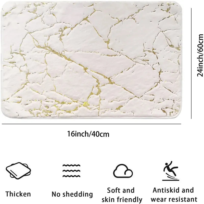 SkandiShop-kylpymatot kylpyhuoneeseen, ylelliset, valkoiset ja kultaiset, liukumattomat