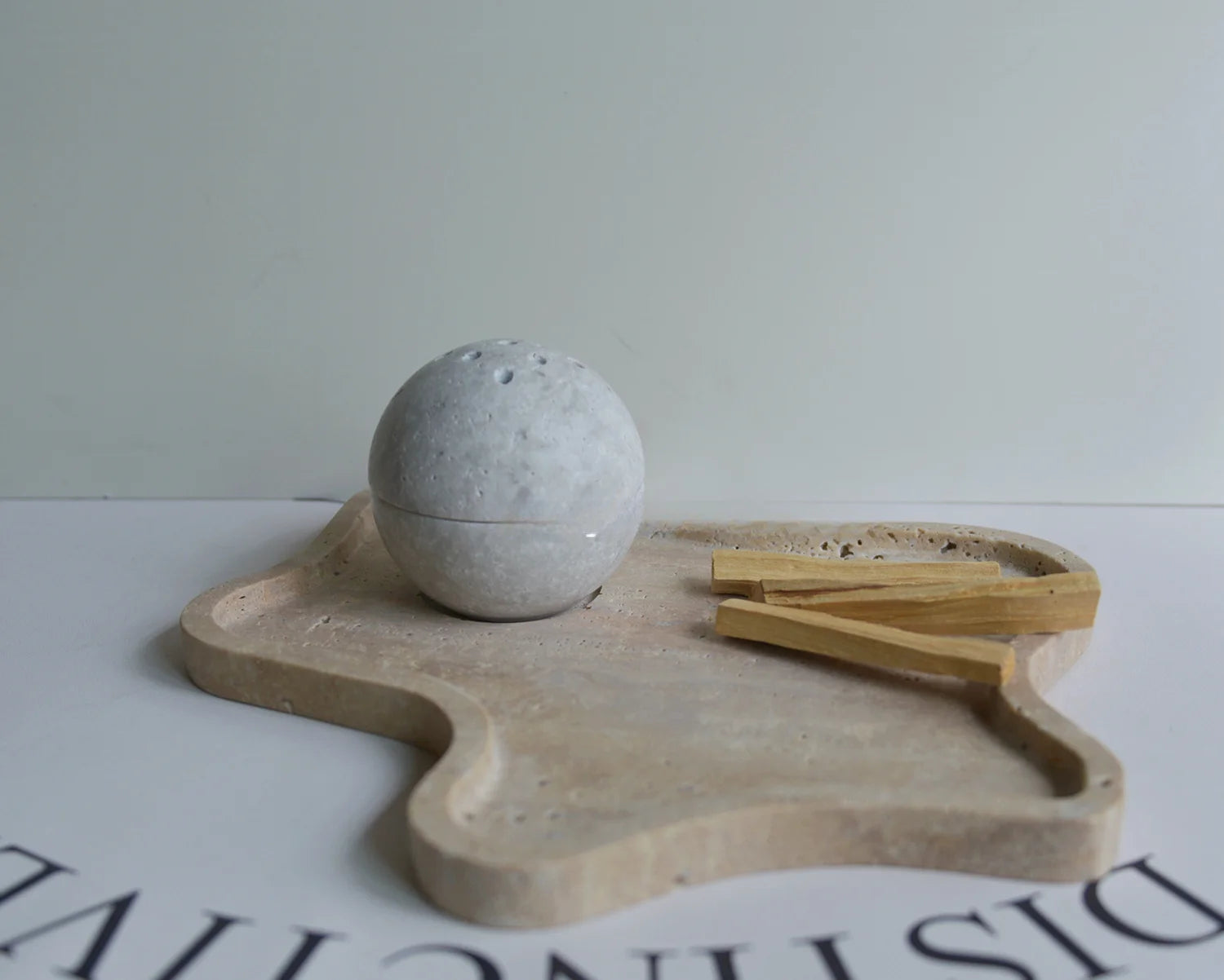 SkandiShop D10.5CM beige keltainen travertiini suitsukepidike kotihotelli pöytämarmorinen suitsukepoltin