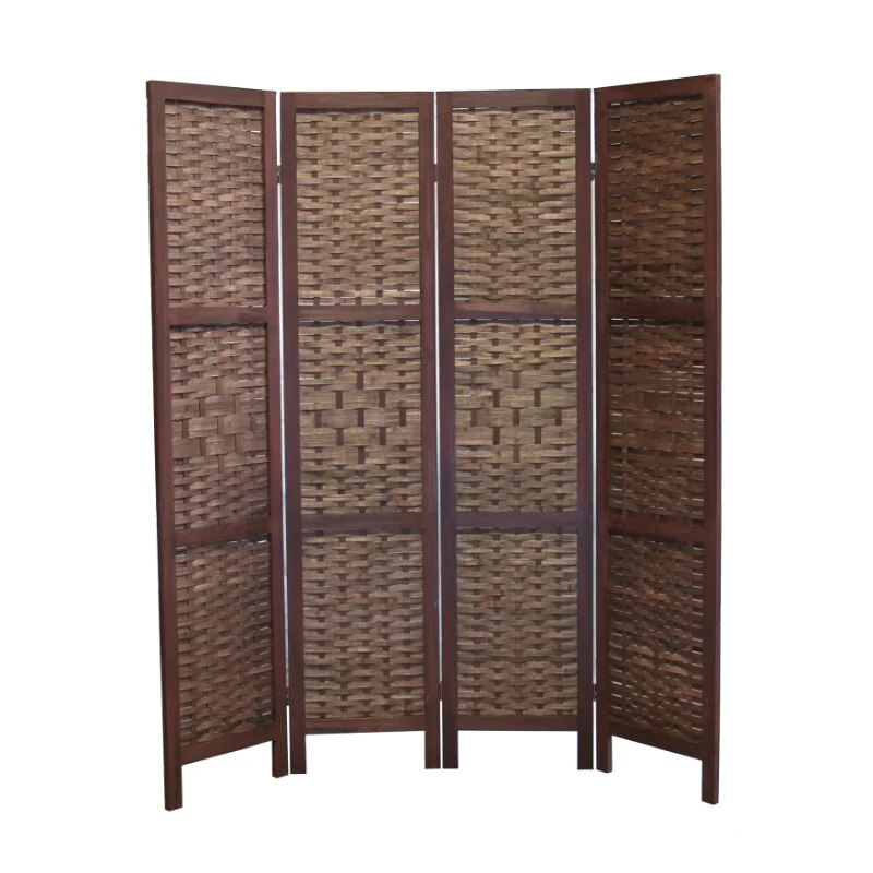 SkandiShop Saigon Divider 4 Panel Folding Screen, 67" Tall, Walnut