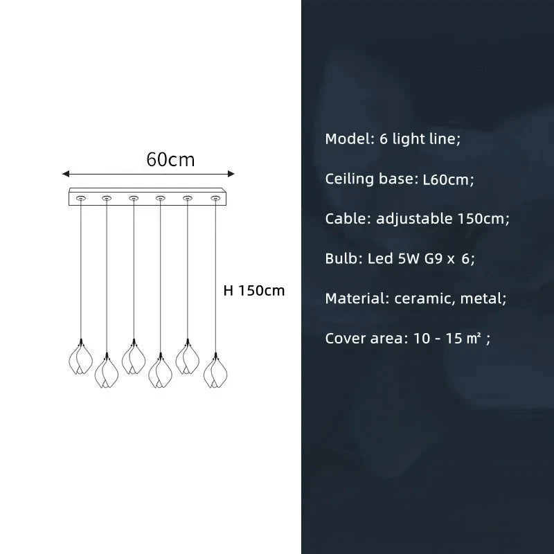 Uusi Nordic Simple -keraaminen Magnolia-kattokruunu