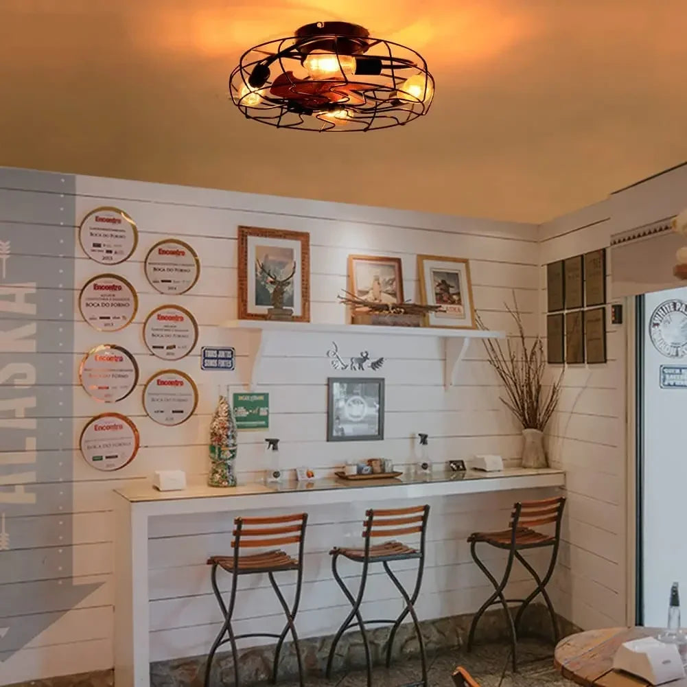 Creative Caged Ceiling Fan with Light