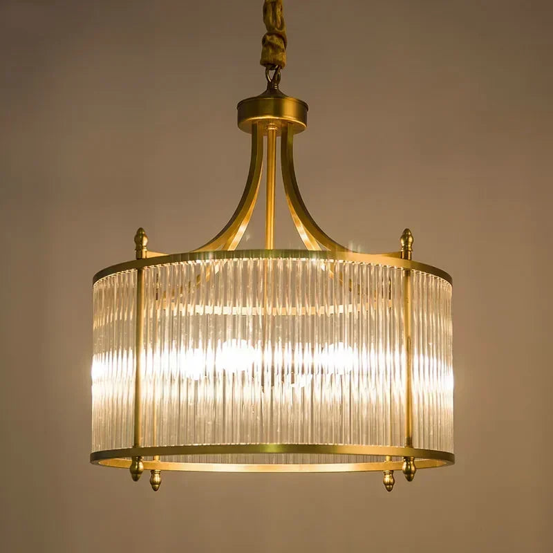 Modern Luxury Glass Chandelier Golden Copper