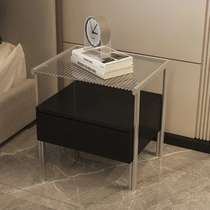 LuxGlass Mid Century Bedside Table