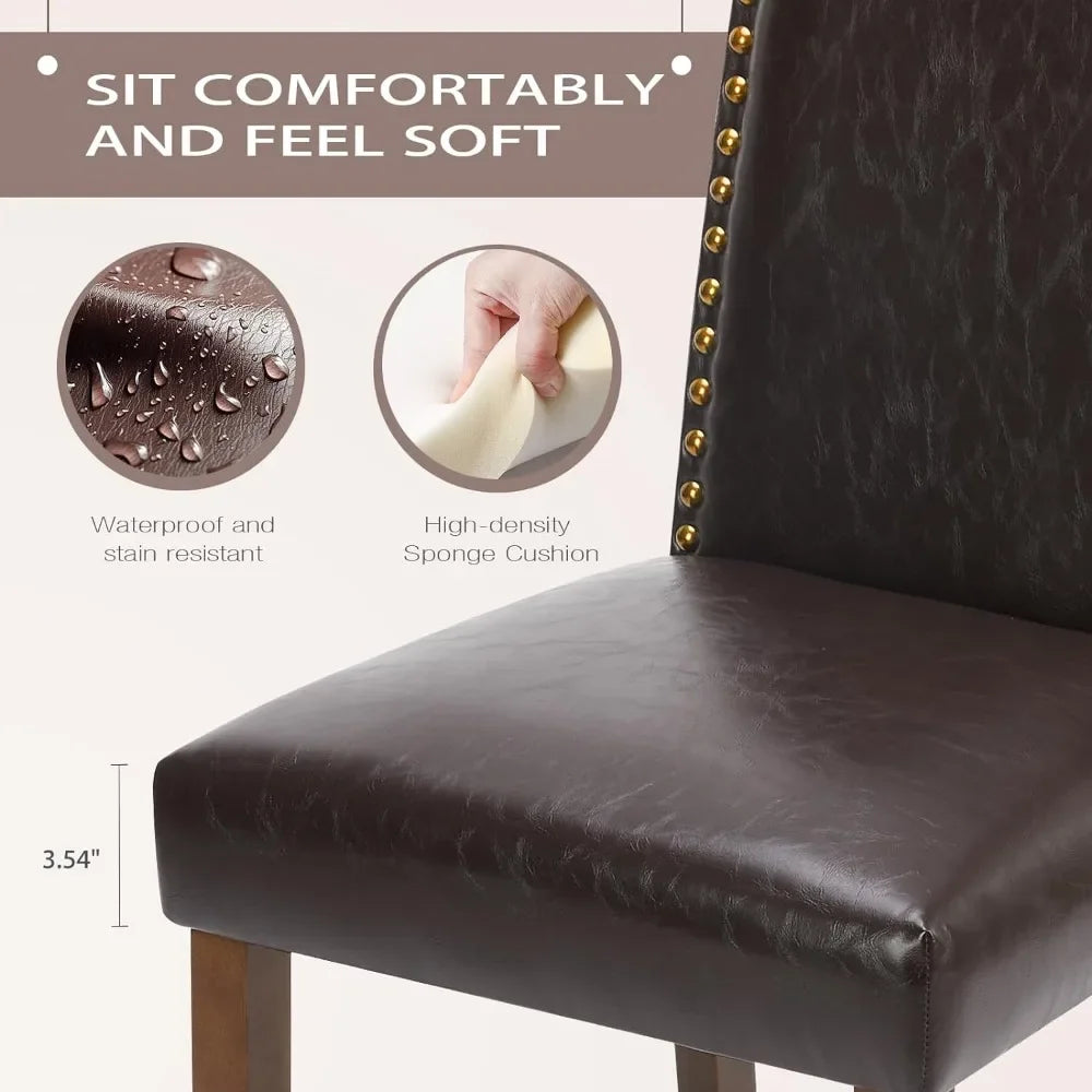 Verhoiltu ruokapöydän tuolien sarja, 6 kpl, moderni verhoiltu nahkainen ruokapöydän tuoli