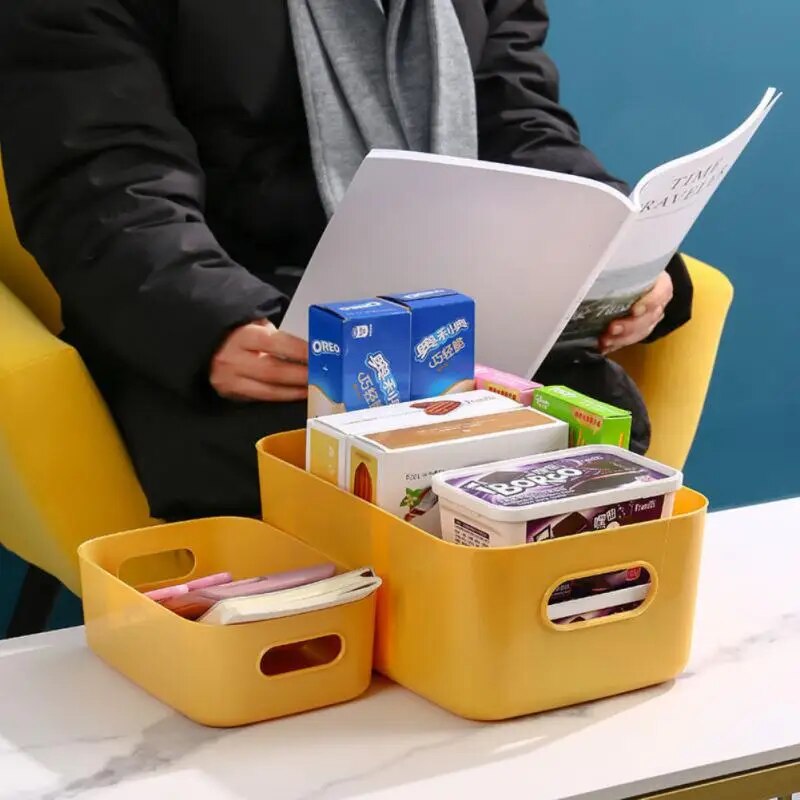 SkandiShop S/M/L muovinen säilytyslaatikko keittiötarvikkeiden säilytyskorit kahvalla