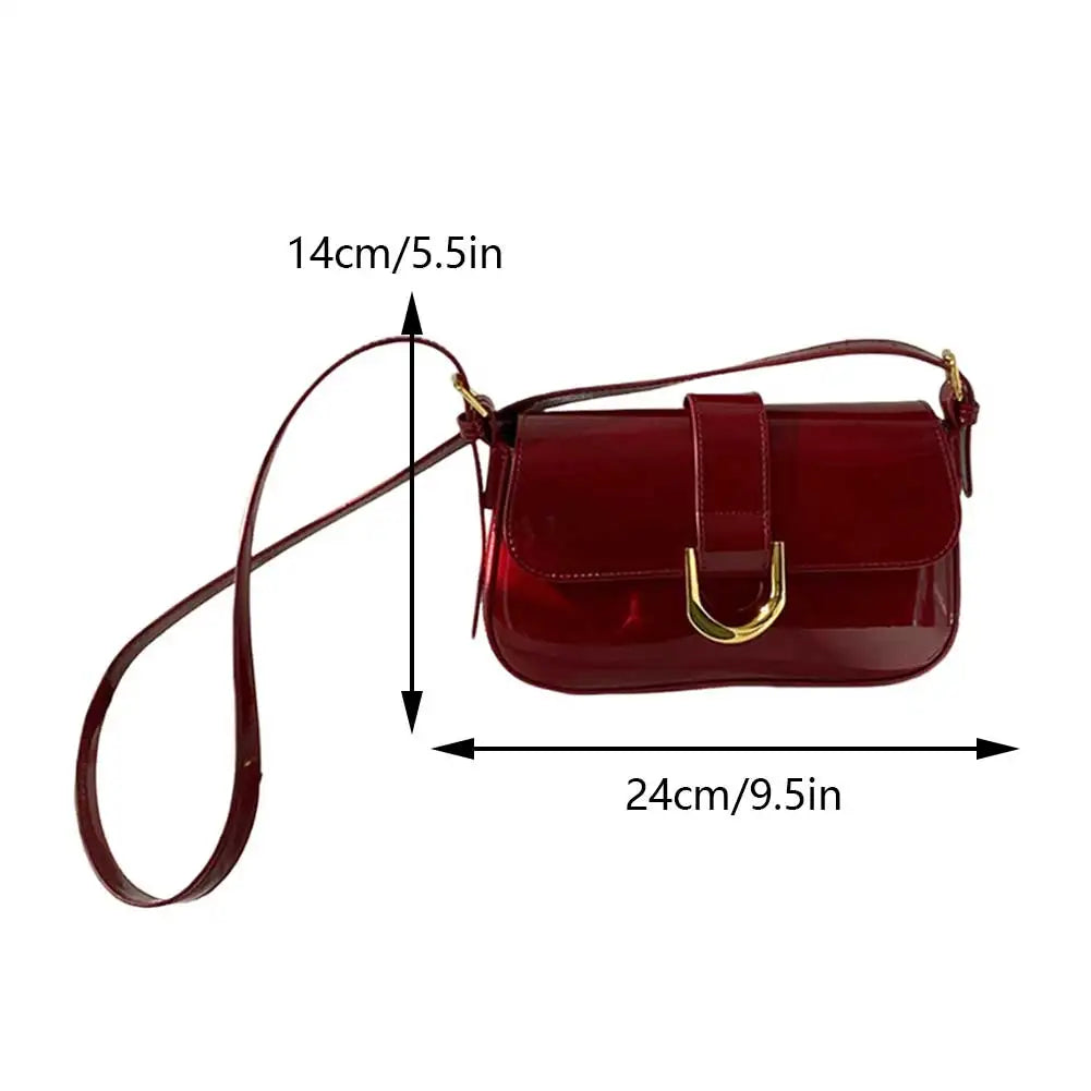 Retro Patent Leather Flap Crossbody Bag