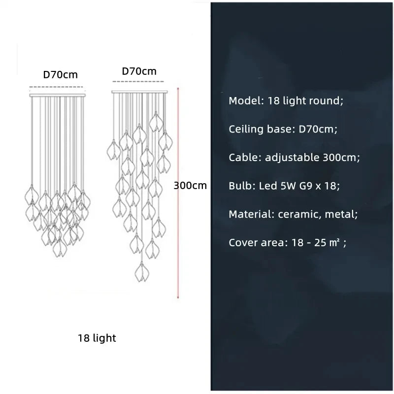 Uusi Nordic Simple -keraaminen Magnolia-kattokruunu