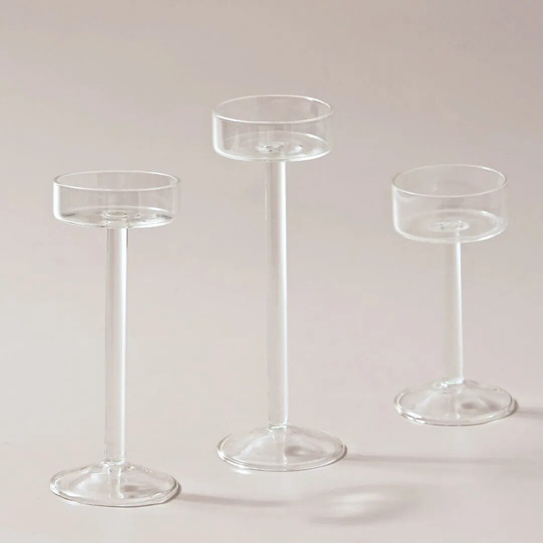 SkandiShop Glass Candle Holders Set