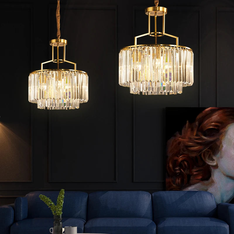 Modern Luxury Crystal Chandeliers Golden Copper