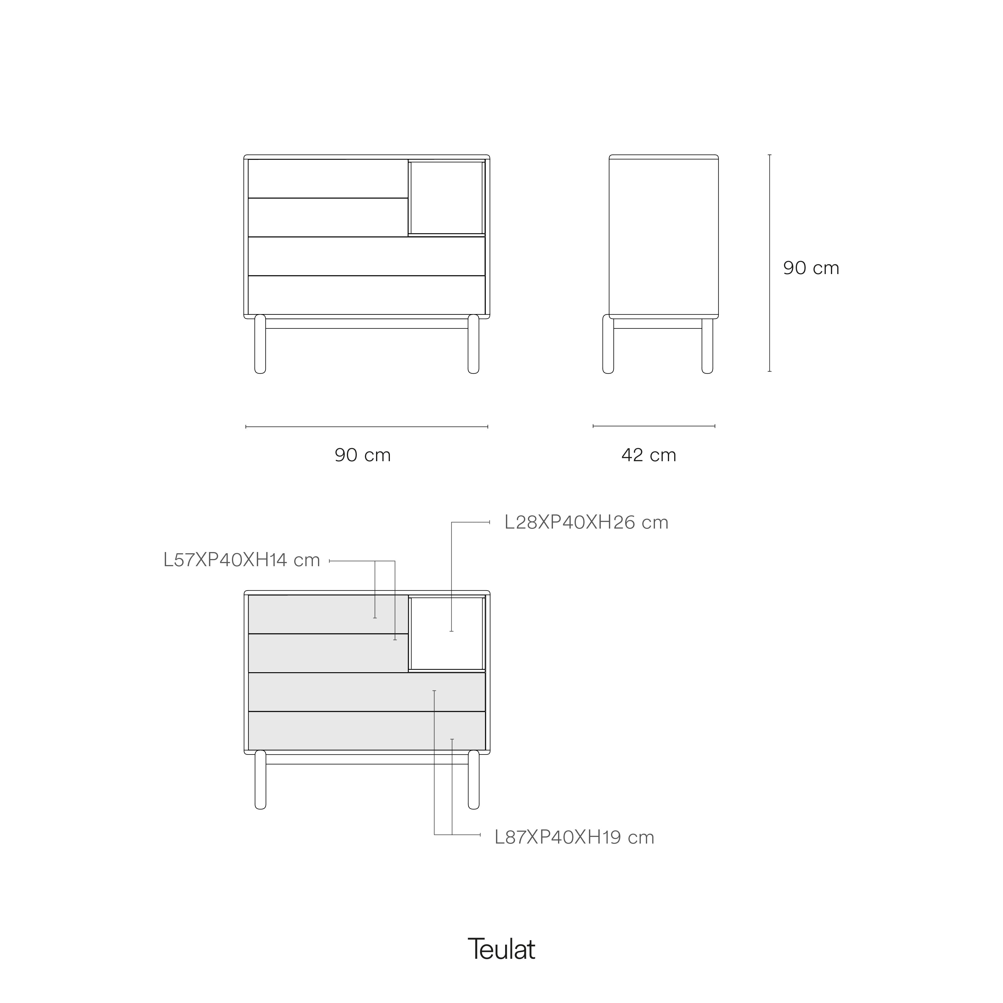 Chest Corvo 4Dr1H Pearl Grey