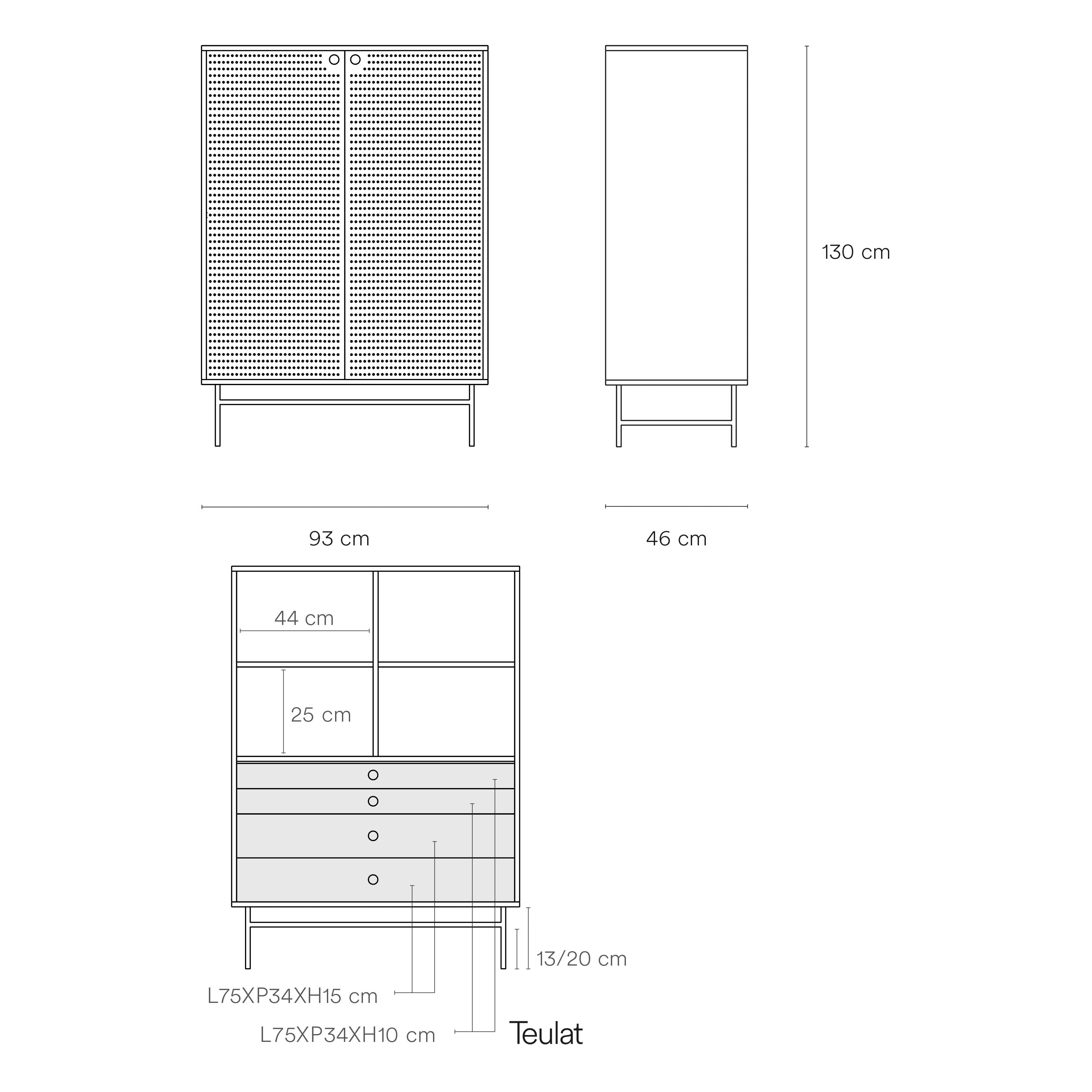 Punto-apukaappi 2D/4 sisälaatikkoa musta/D