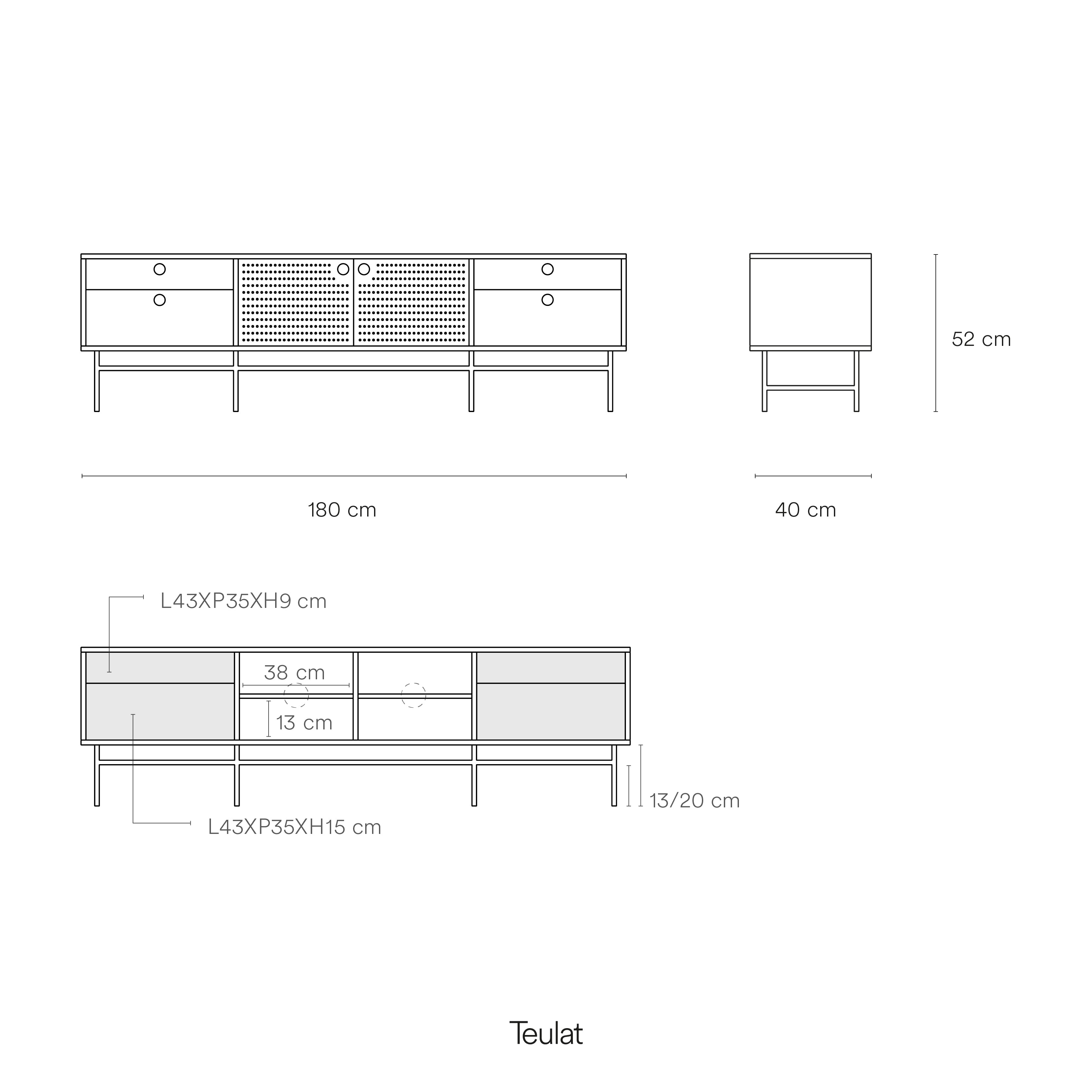 TV-taso Punto 2D4Dr Musta/Tummanvihreä