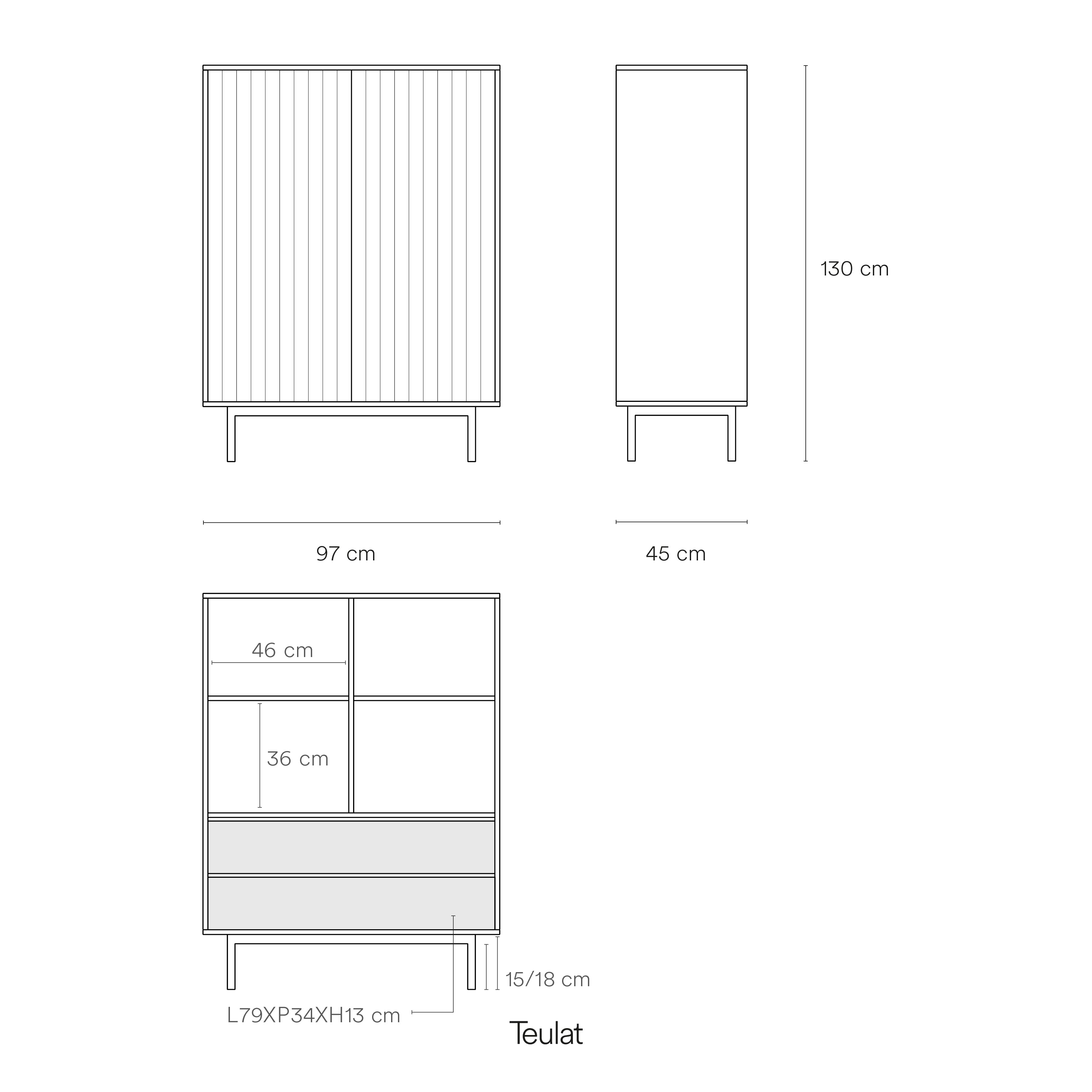 Sivukaappi Sierra 2D/2 sisälaatikkoa, valkoinen