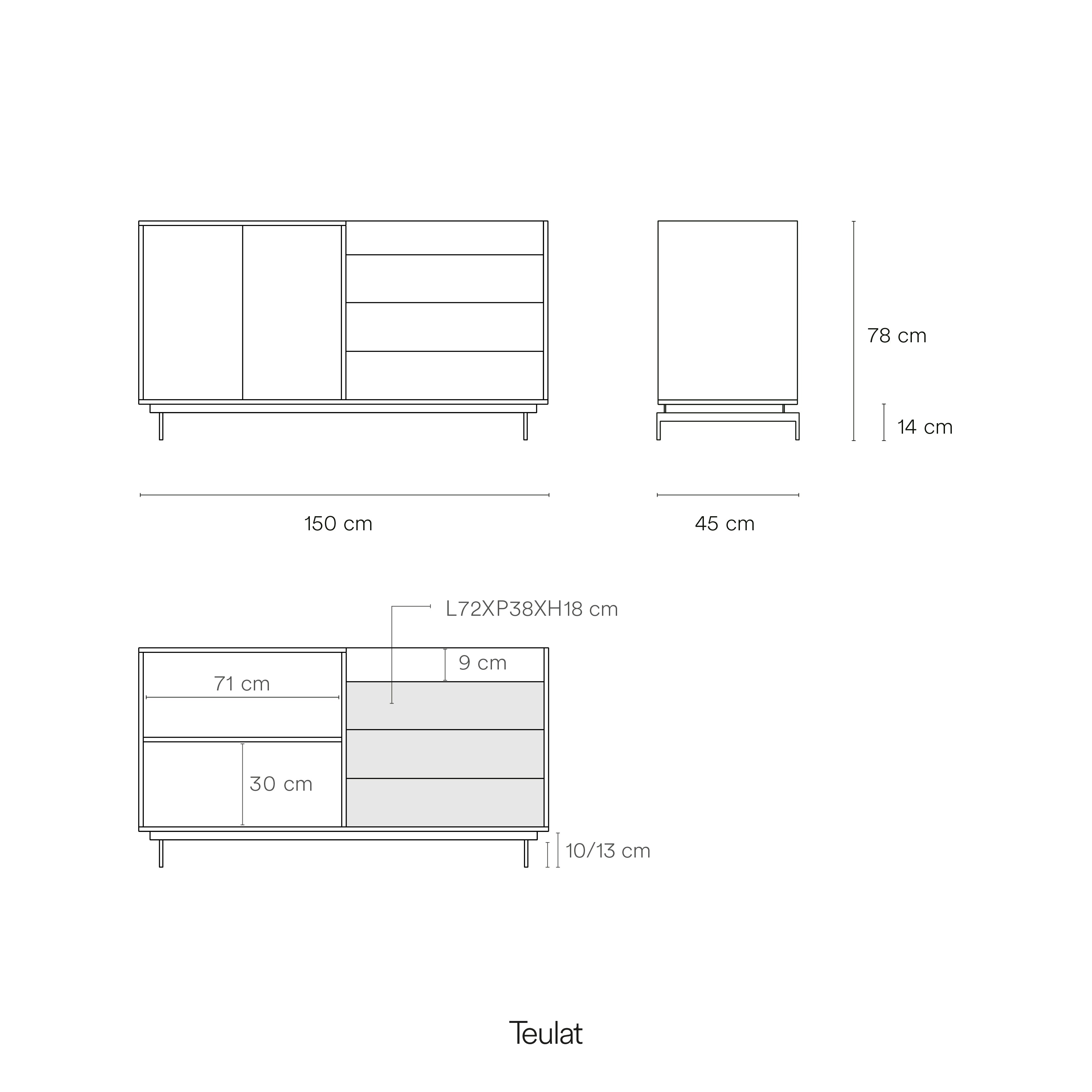 Senkki Valley 2D3Dr tammi metallitaso/jalat tumma B