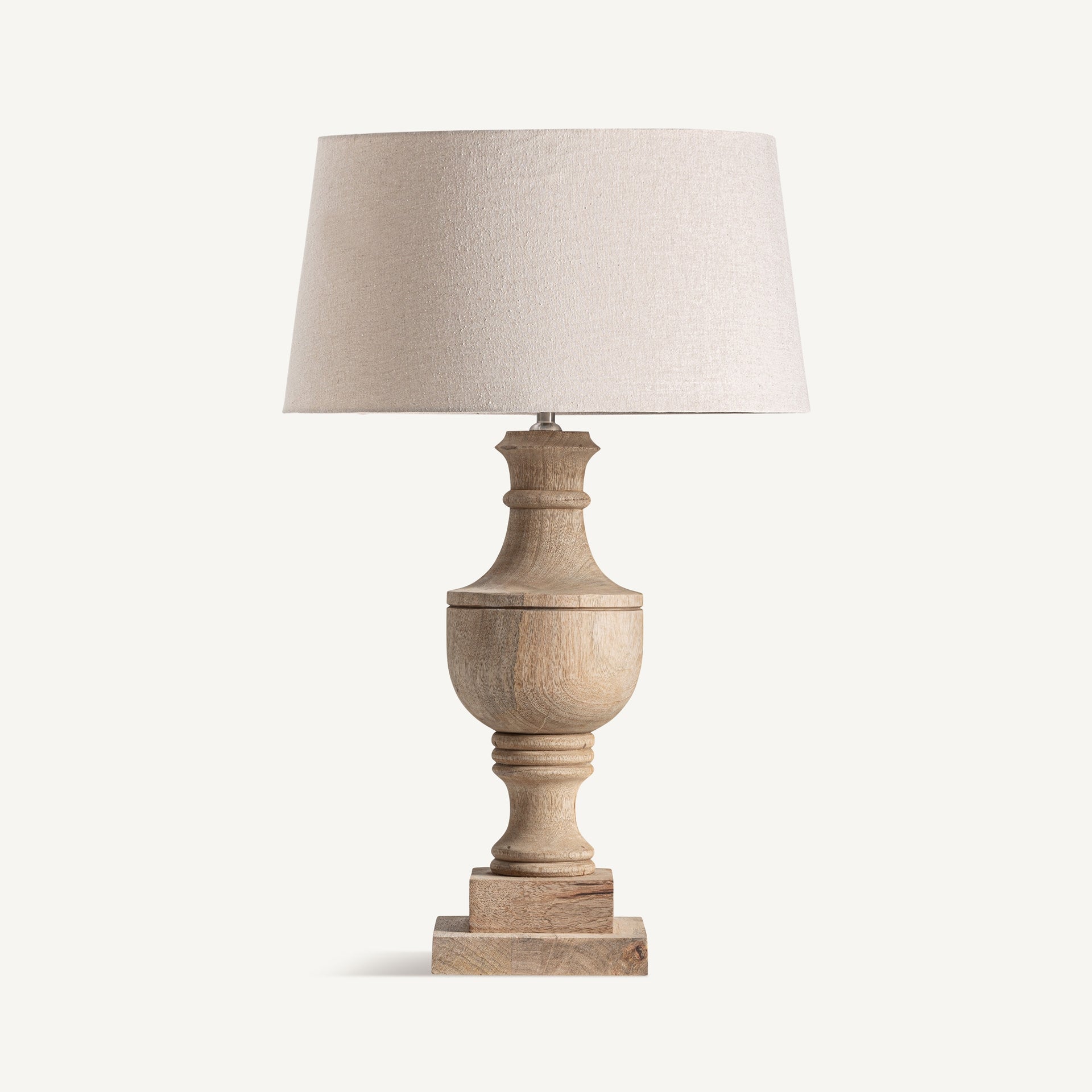 Bamberg Mango Wood Table Lamp with Cotton Shade