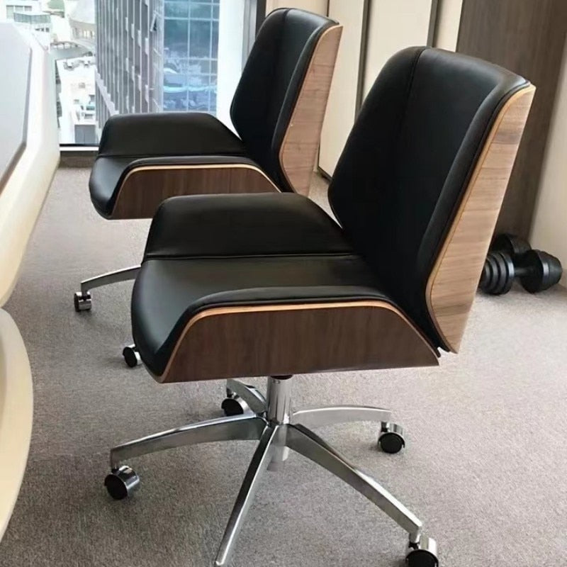 Skandi Mid-Back Bentwood Swivel Office Chair