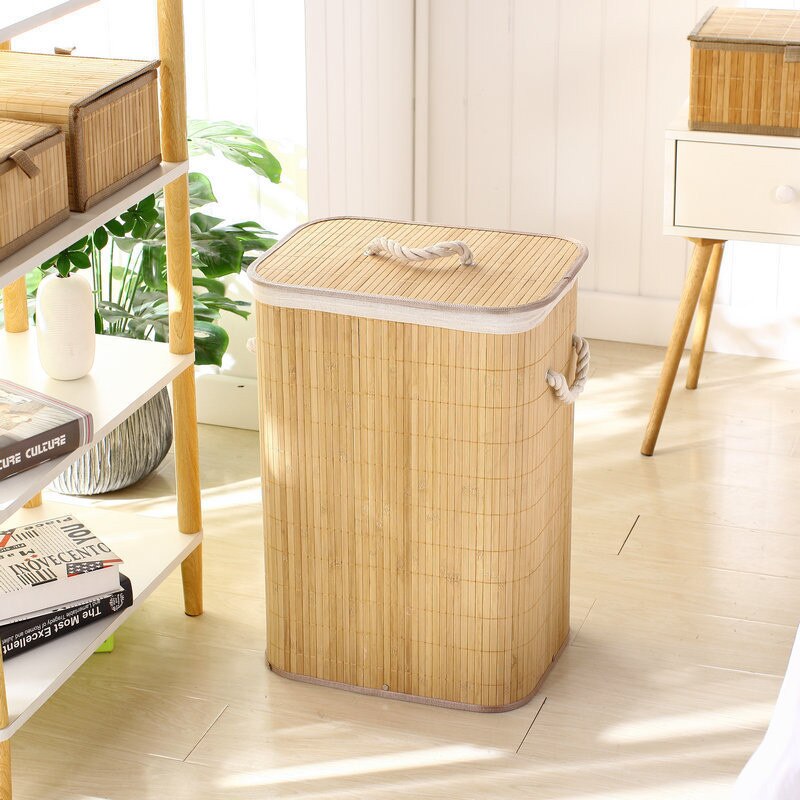 Trendy bamboo laundry basket