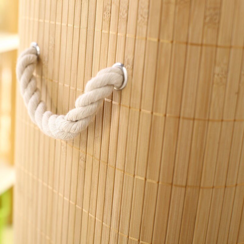 Bamboo laundry basket in detail