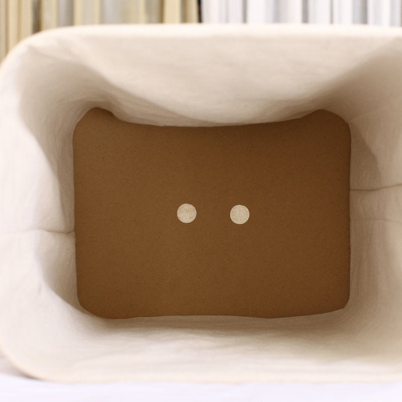 Inside of bamboo laundry basket